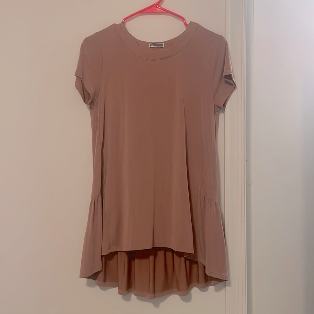 Nordstrom Chelsea28 Ruffle Back Hem Tee Mauve Pink - Picture 3 of 7